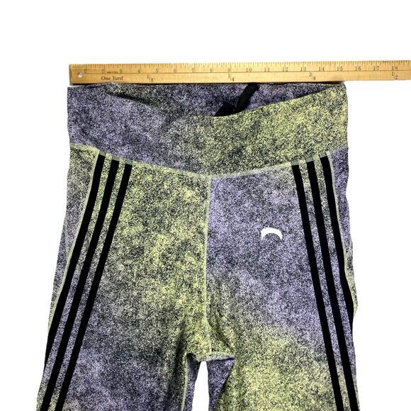Adidas Feel Brilliant 7/8 Training Leggings L Yellow Tint Black Athletic Pull On - Picture 9 of 15
